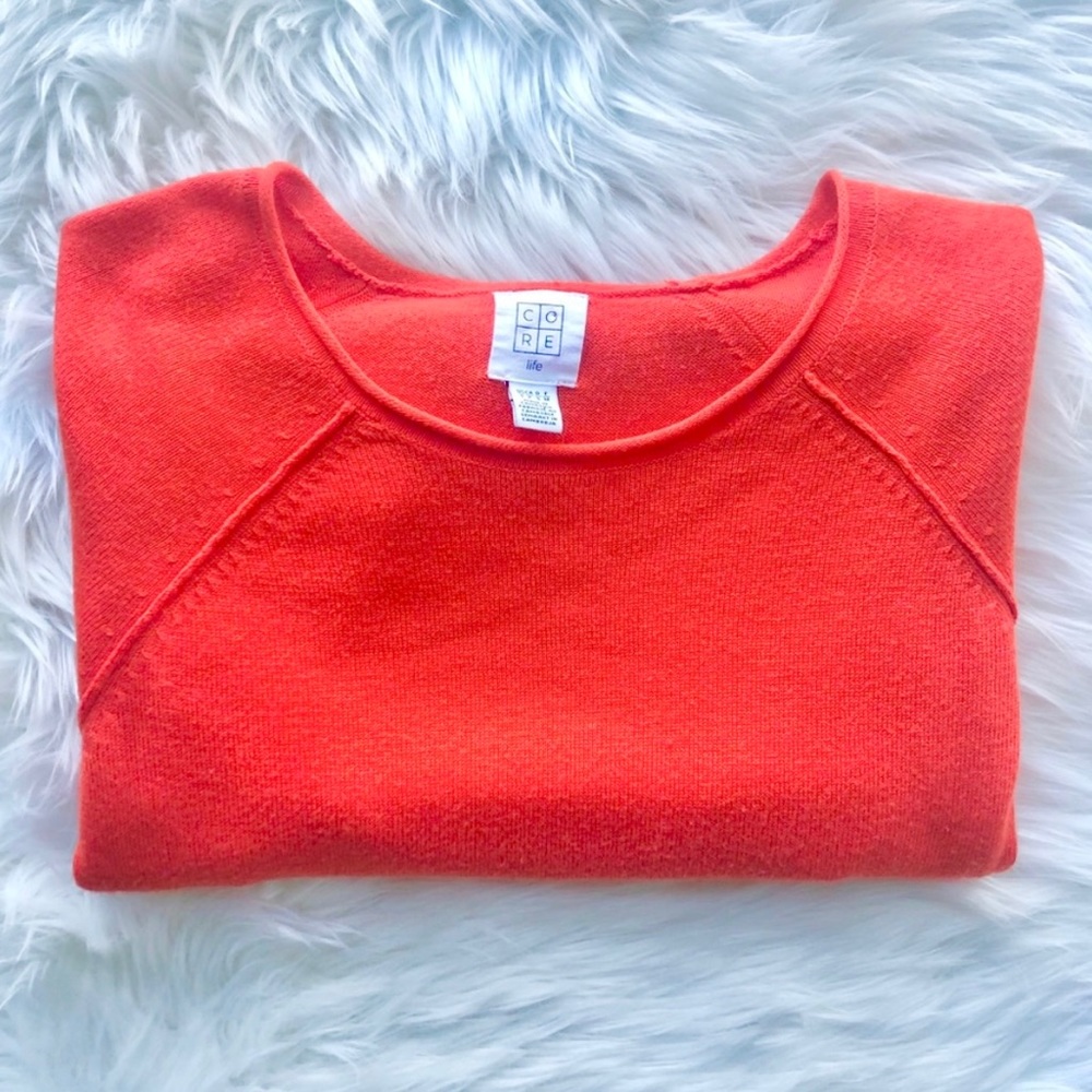 CORE life Orange Long Sleeve Raw Edge Sweater Size Small